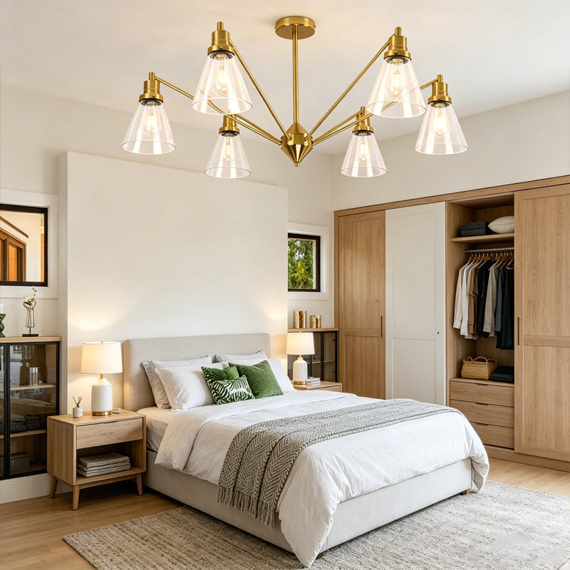 Cone Chandelier in brass for Dining Room by AUVIELIGHT
