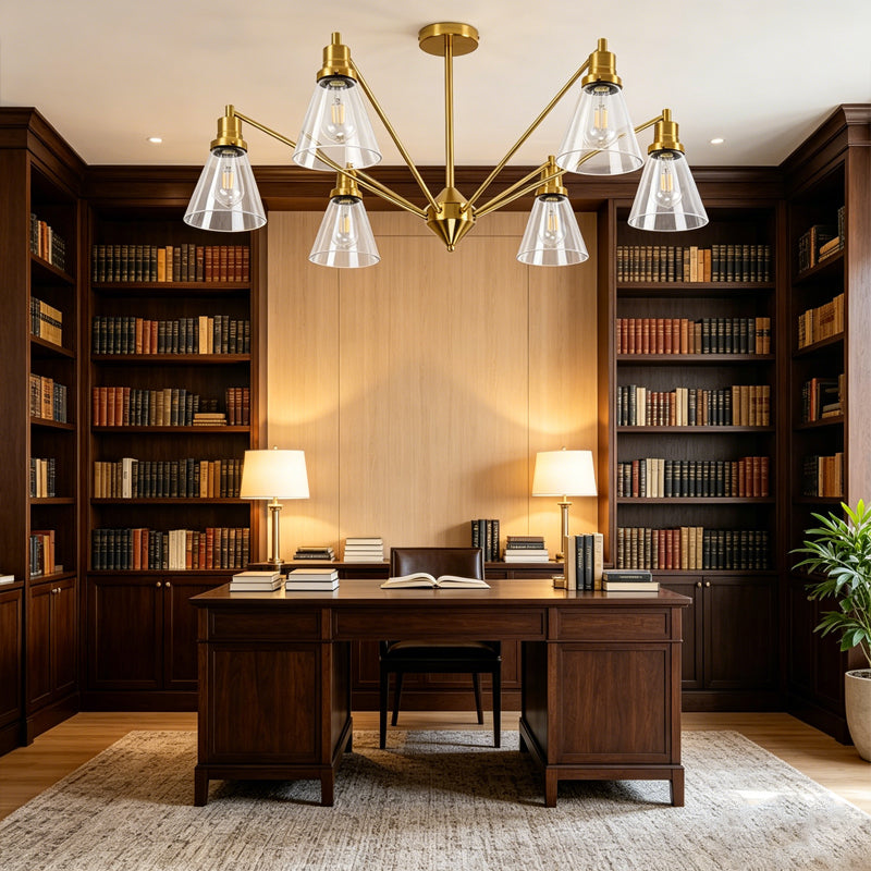 Cone Chandelier in brass for Dining Room by AUVIELIGHT