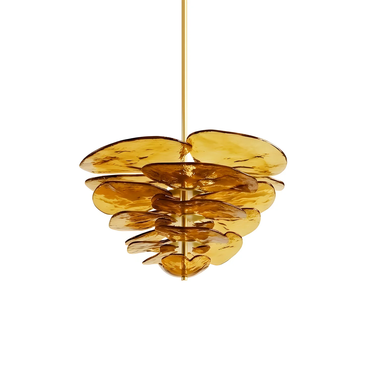 Lotus Leaf Chandelier for Dining Room by AUVIELIGHT, 4 layers Dia 82cm x H 37cm / Dia 32.3″ x H 14.6″ / Amber