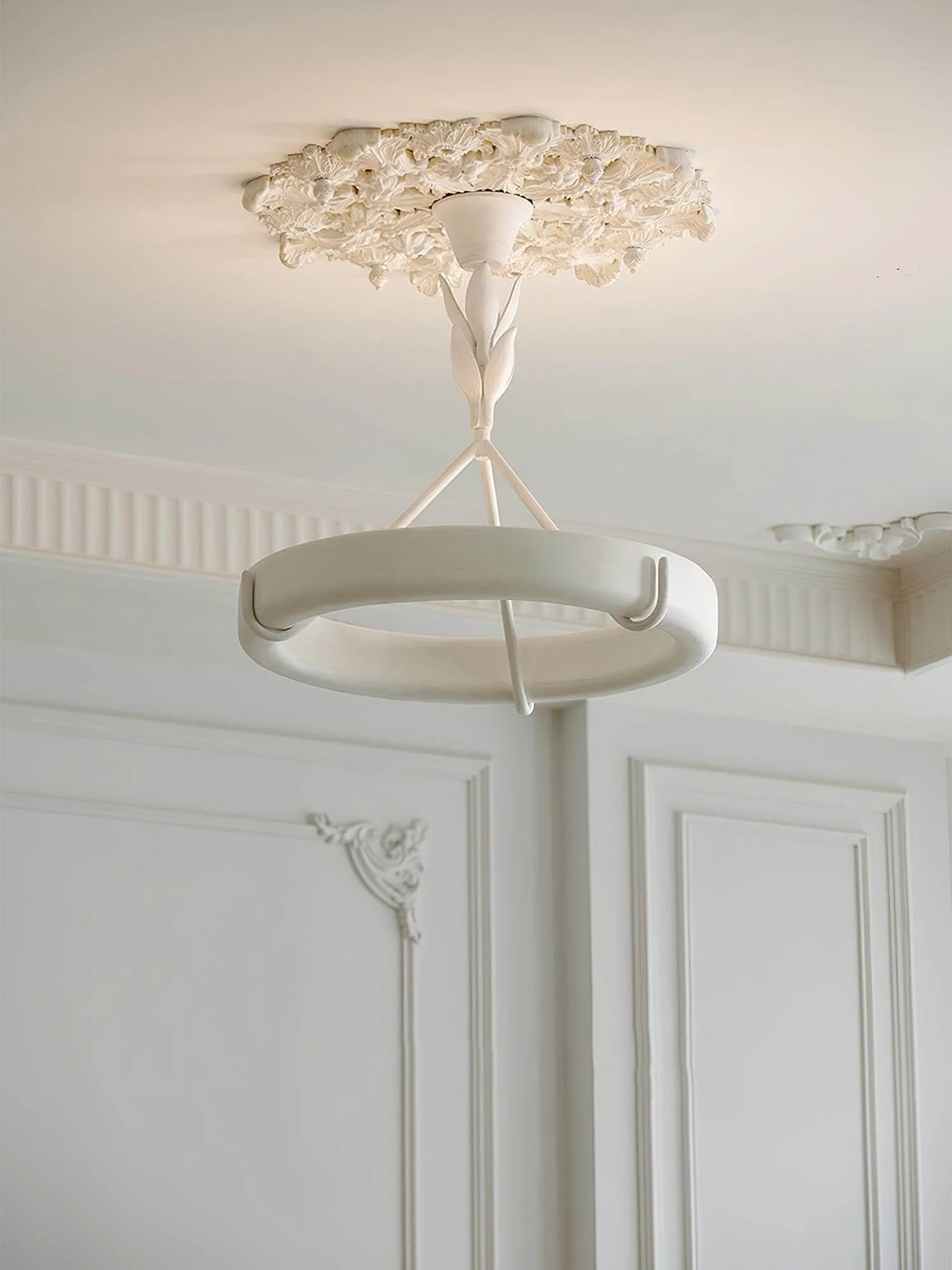 Plaster Chandelier in white for Dining Room by AUVIELIGHT