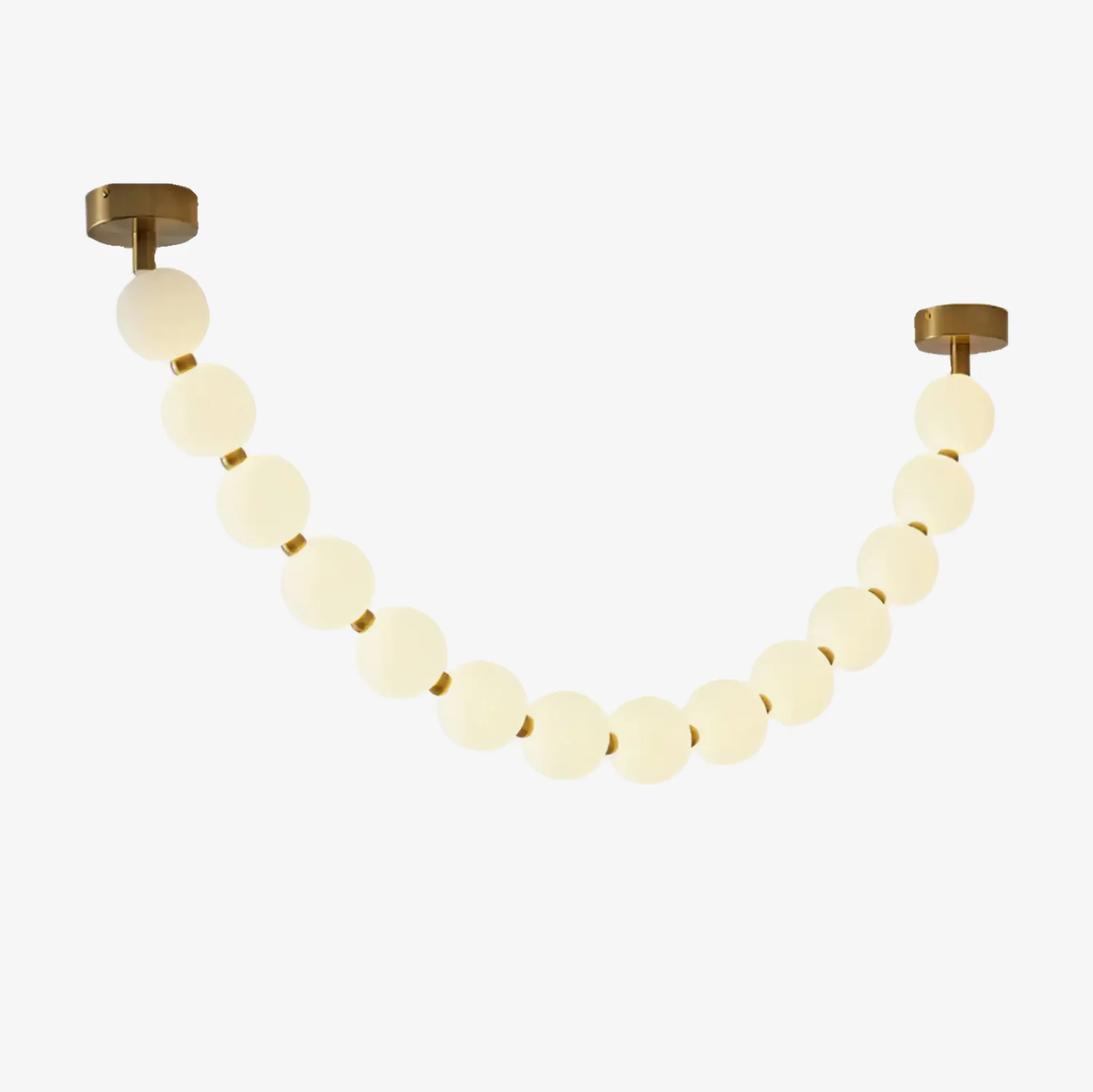 Pearl Necklace Chandelier for Dining Room by AUVIELIGHT, 1 Chain 14Balls Size: L 200cm / L 78.7″ / Gold & White / Warm Light