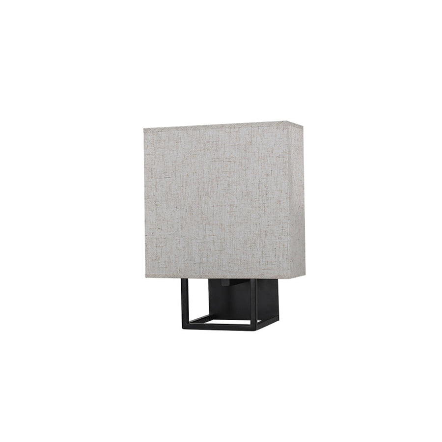 Cube Wall Sconce in linen for Hallway by AUVIELIGHT, W 25 cm × H 33 cm / W 9.8″ × H 13″ / Black