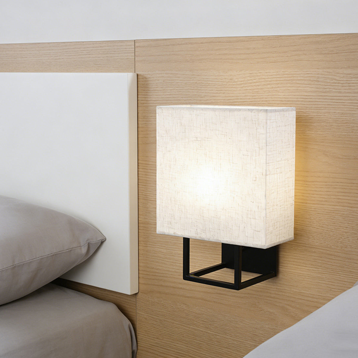Cube Wall Sconce in linen for Hallway by AUVIELIGHT