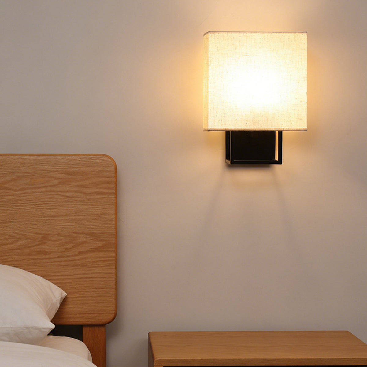 Cube Wall Sconce in linen for Hallway by AUVIELIGHT