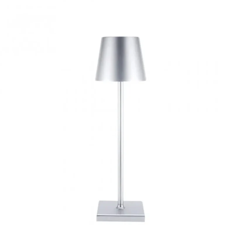 Apex Table Lamp for Living Room by AUVIELIGHT, ∅ 3.9″ x H 15″ / D 10cm x H 38cm / Silver / Warm Light