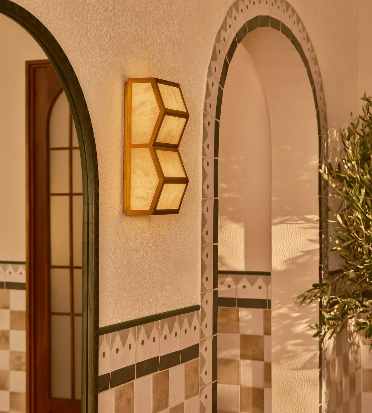 Cascade Rectangular Wall Sconce in alabaster for Hallway by AUVIELIGHT
