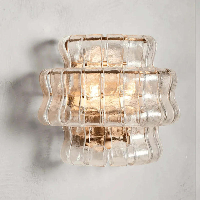 Ribbon Wall Sconce in glass for Hallway by AUVIELIGHT, Dia 30cm x H 26cm / ∅ 11.9″ x H 10.2″ / Clear & Gold