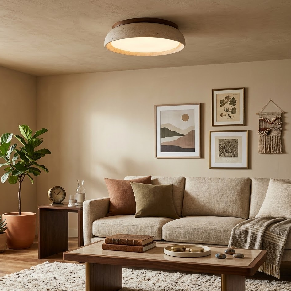 Alora Ceiling Light in travertine for Living Room by AUVIELIGHT
