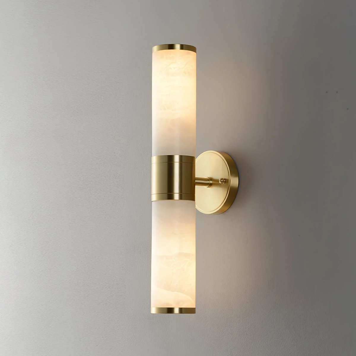 Pillar Wall Sconce in alabaster for Hallway by AUVIELIGHT, Dia 8cm x H 48cm / ∅ 3.1″ x H 18.9″ / Black & White