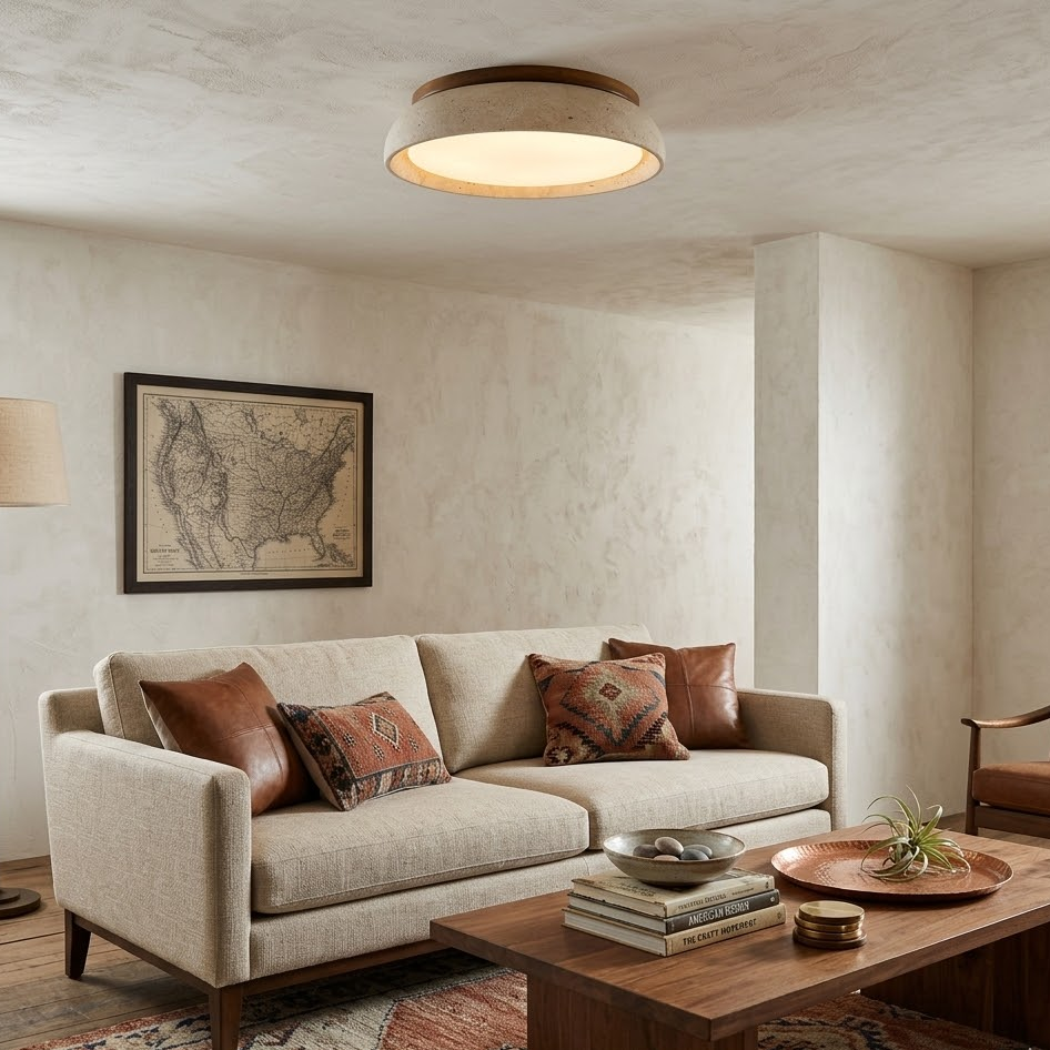 Alora Ceiling Light in travertine for Living Room by AUVIELIGHT