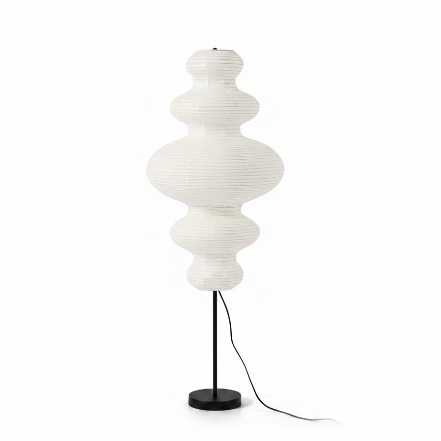 Akari E Floor Lamp in washi paper for Living Room by AUVIELIGHT, Dia 45cm x H 116cm / ∅ 17.7″ x H 45.7″ / Black & White / AU plug and 3 other
