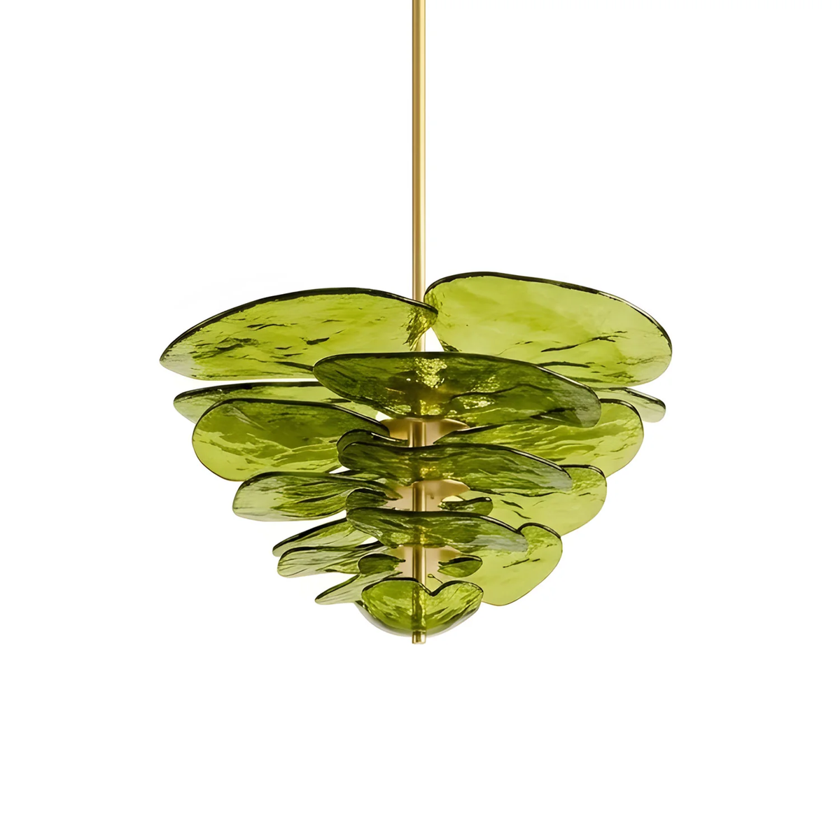 Lotus Leaf Chandelier for Dining Room by AUVIELIGHT, 4 layers Dia 82cm x H 37cm / Dia 32.3″ x H 14.6″ / Green
