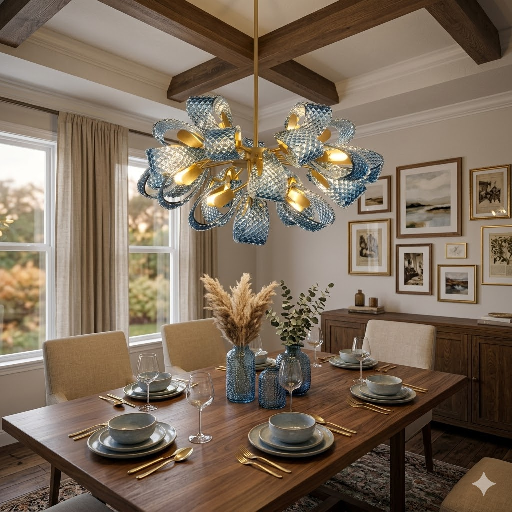 Ribbon Chandelier in textured for Dining Room by AUVIELIGHT