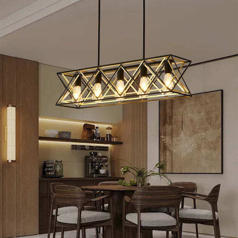 Farmhouse Geometric Linear Chandelier for Dining Room by AUVIELIGHT