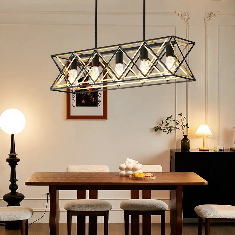 Farmhouse Geometric Linear Chandelier for Dining Room by AUVIELIGHT