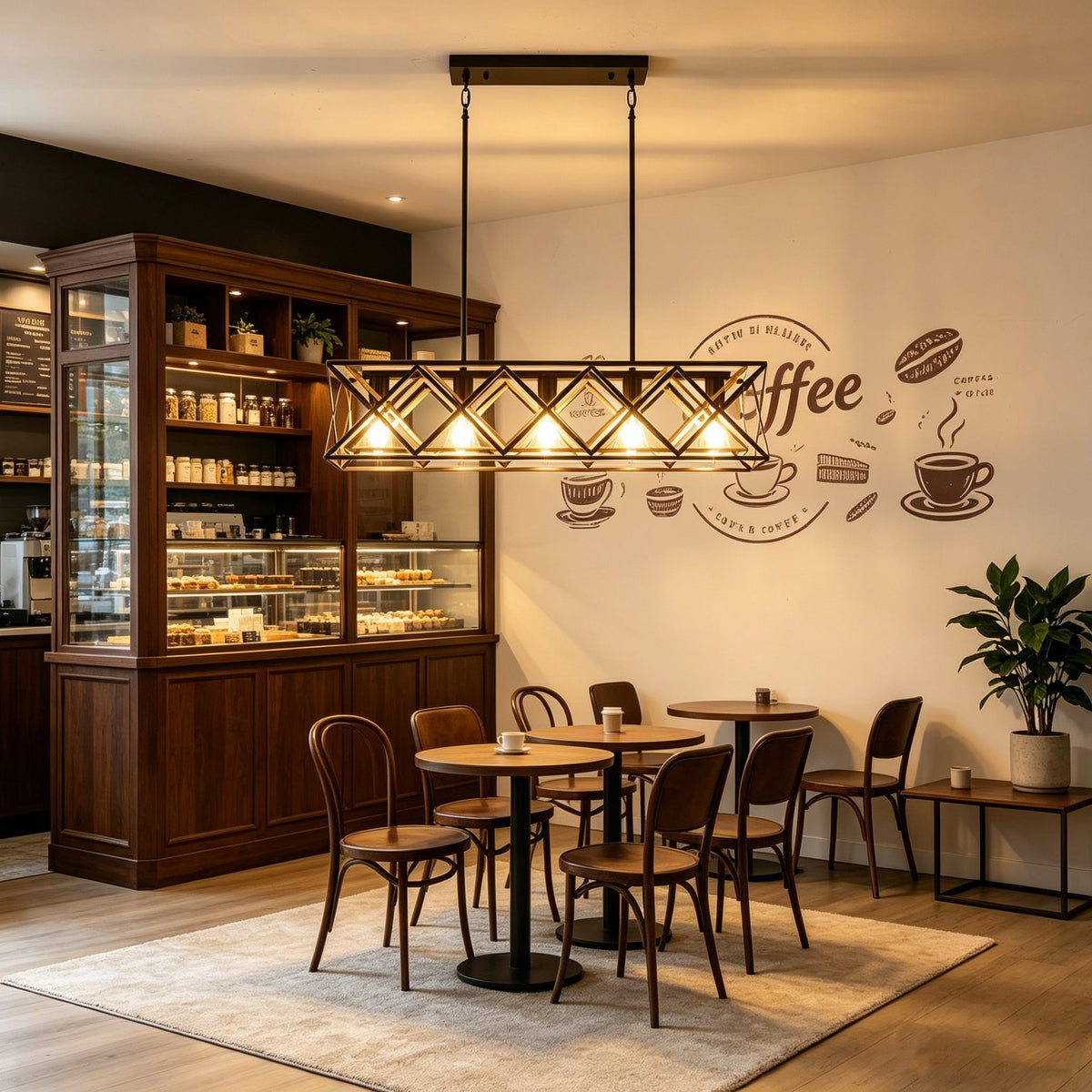 Farmhouse Geometric Linear Chandelier for Dining Room by AUVIELIGHT