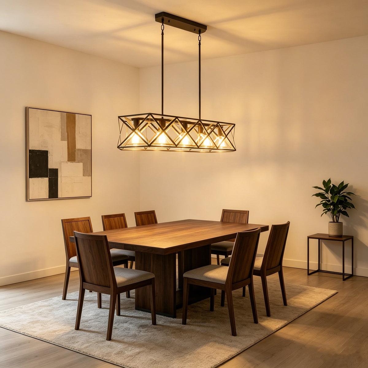 Farmhouse Geometric Linear Chandelier for Dining Room by AUVIELIGHT