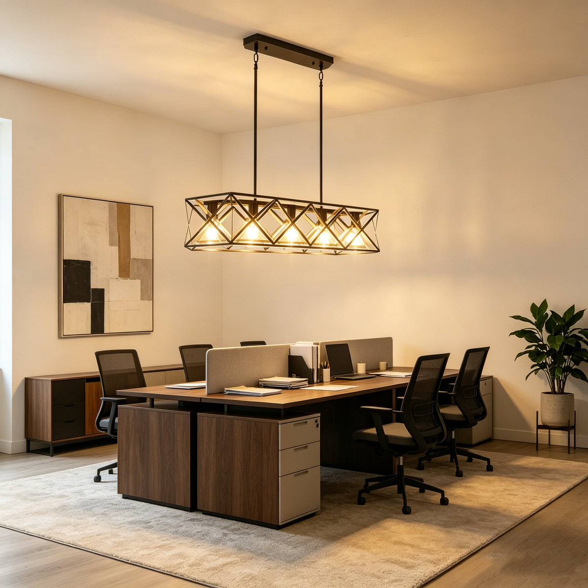 Farmhouse Geometric Linear Chandelier for Dining Room by AUVIELIGHT