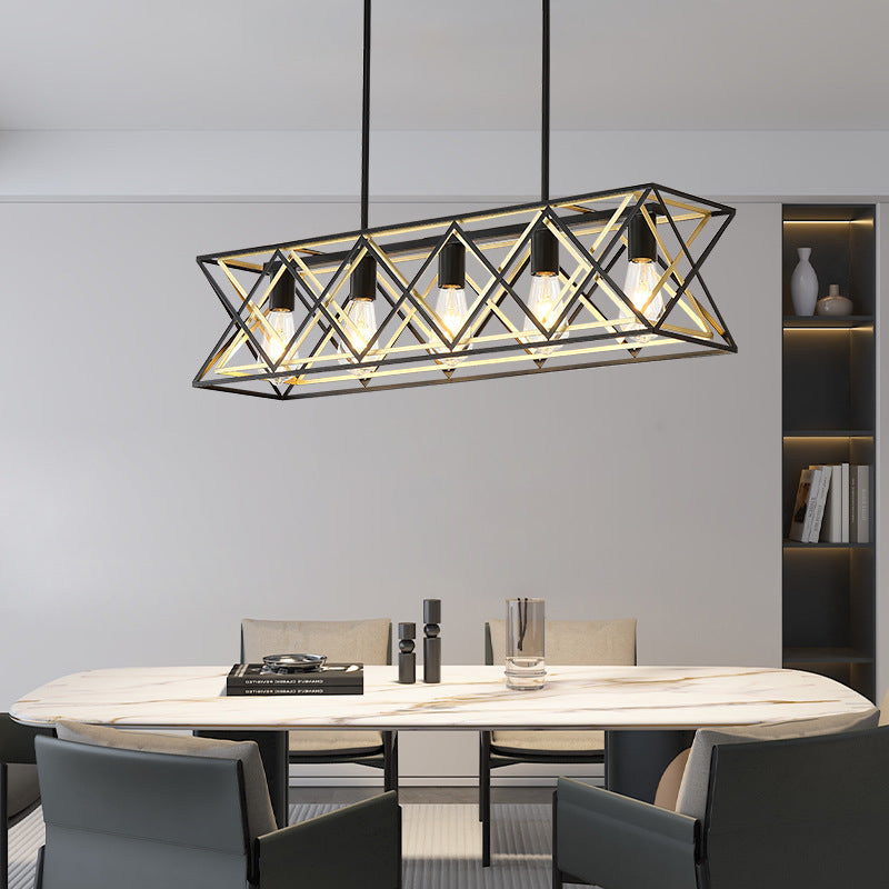 Farmhouse Geometric Linear Chandelier for Dining Room by AUVIELIGHT