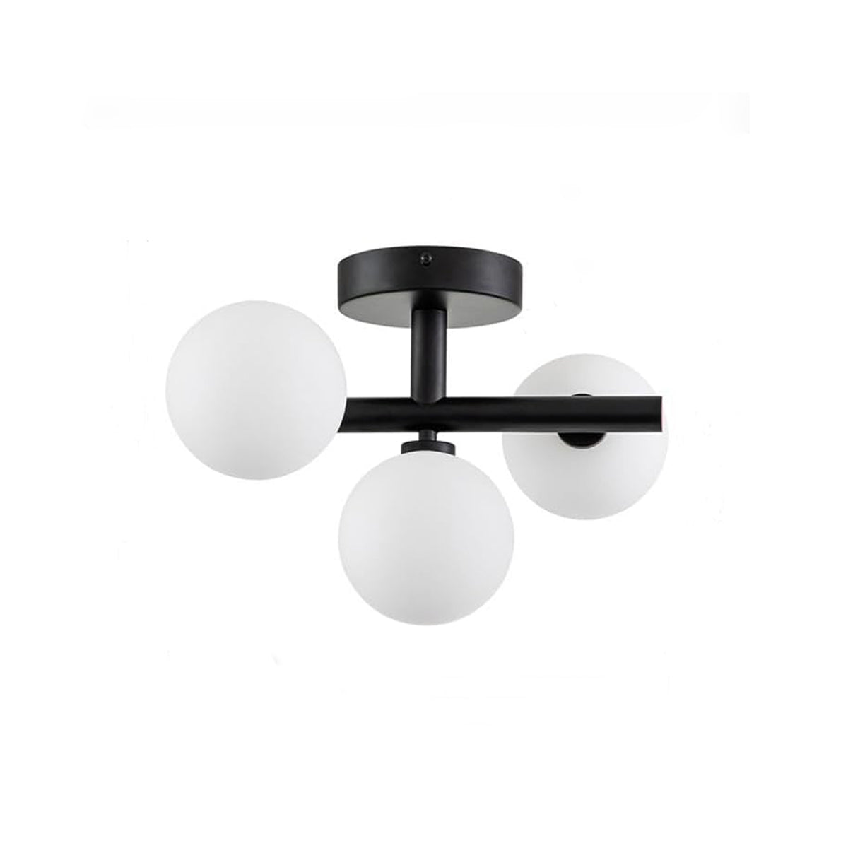 Trio Globe Semi-Flush Mount for Low Ceilings by AUVIELIGHT, L 33 cm × W 30 cm × H 25 cm / L 13″ × W 11.81″ × H 10″ / Black
