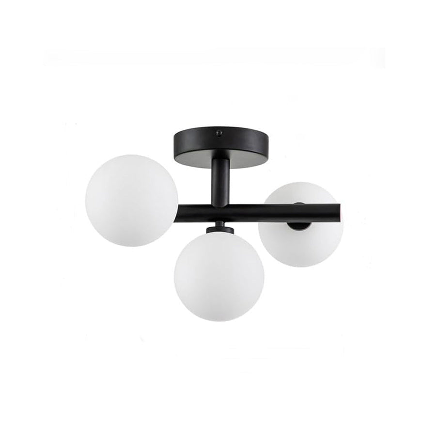 Trio Globe Semi-Flush Mount for Low Ceilings by AUVIELIGHT, L 33 cm × W 30 cm × H 25 cm / L 13″ × W 11.81″ × H 10″ / Black