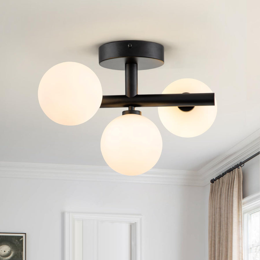Trio Globe Semi-Flush Mount for Low Ceilings by AUVIELIGHT