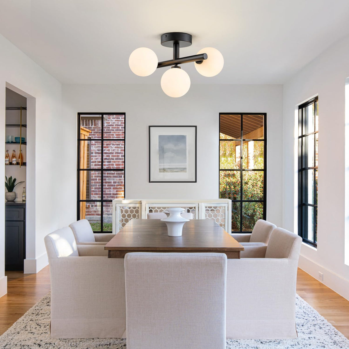 Trio Globe Semi-Flush Mount for Low Ceilings by AUVIELIGHT