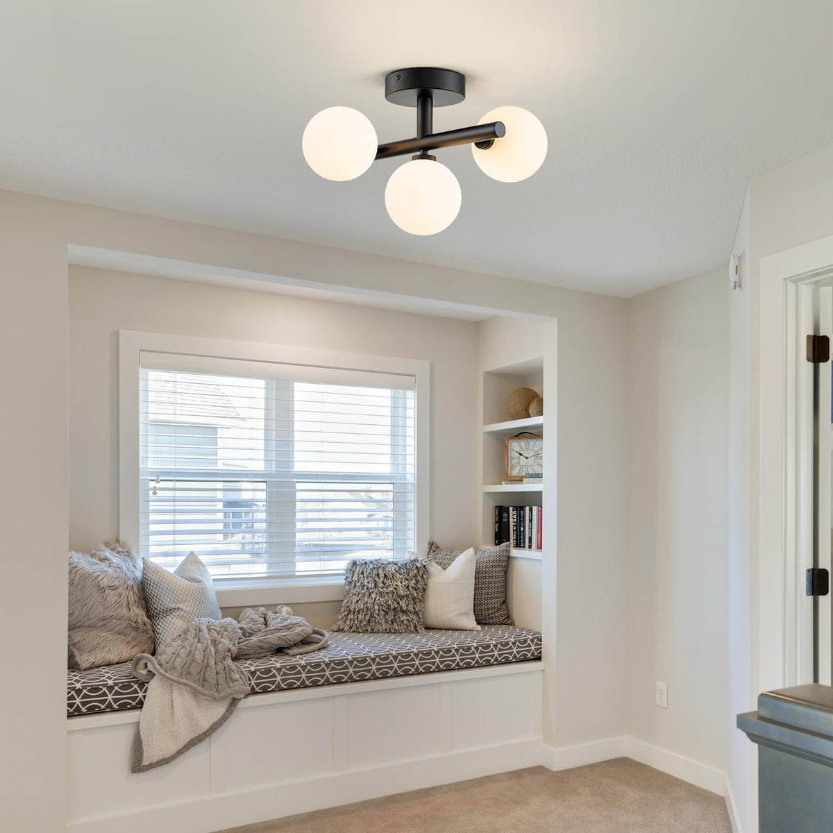 Trio Globe Semi-Flush Mount for Low Ceilings by AUVIELIGHT
