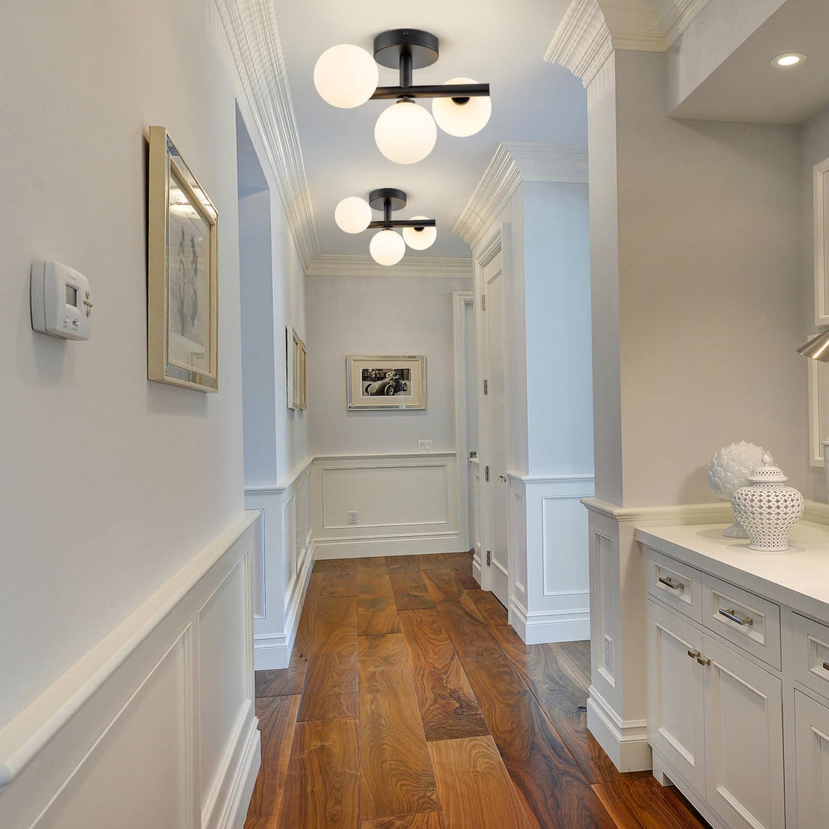 Trio Globe Semi-Flush Mount for Low Ceilings by AUVIELIGHT