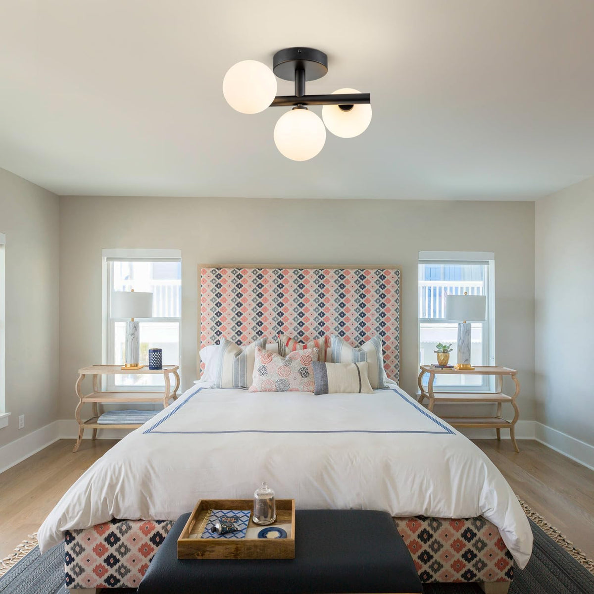 Trio Globe Semi-Flush Mount for Low Ceilings by AUVIELIGHT