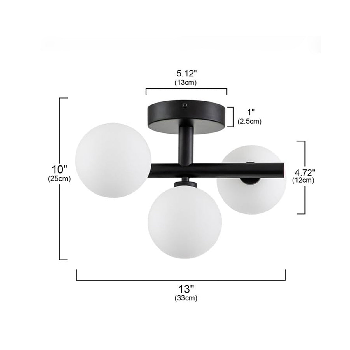 Trio Globe Semi-Flush Mount for Low Ceilings by AUVIELIGHT