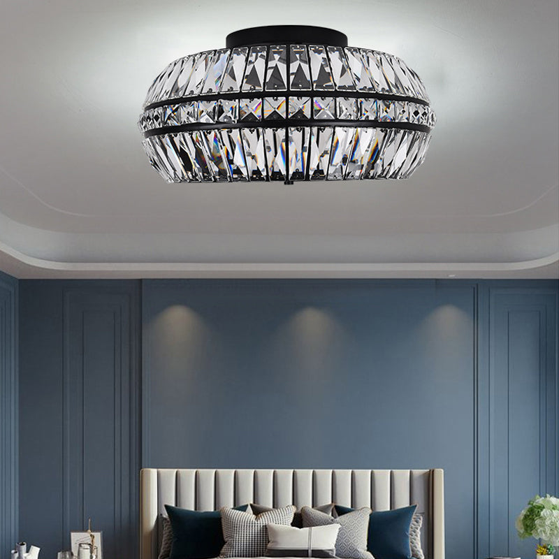 Drum Flush Mount in gold crystal for Low Ceilings by AUVIELIGHT