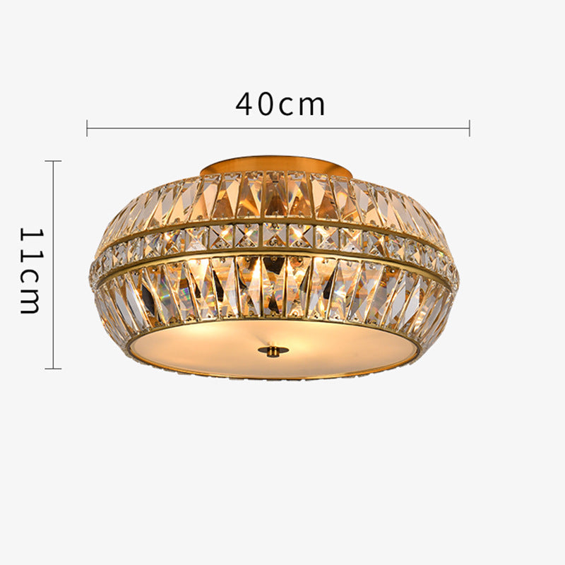 Drum Flush Mount in gold crystal for Low Ceilings by AUVIELIGHT