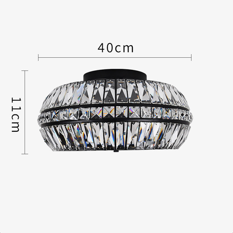 Drum Flush Mount in gold crystal for Low Ceilings by AUVIELIGHT