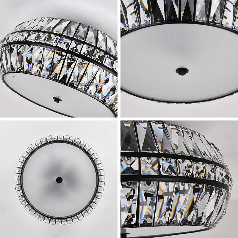 Drum Flush Mount in gold crystal for Low Ceilings by AUVIELIGHT