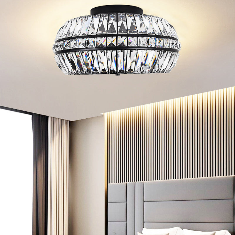 Drum Flush Mount in gold crystal for Low Ceilings by AUVIELIGHT