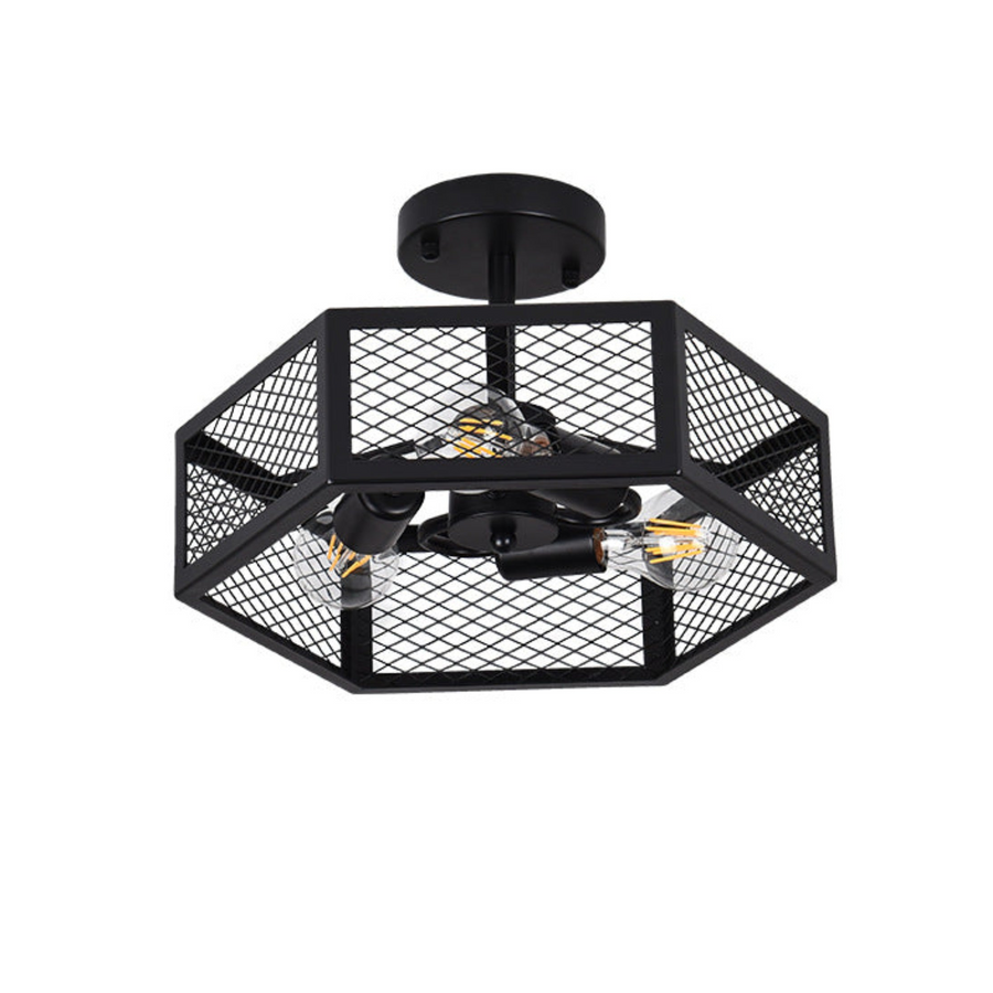 Hexagonal Cage Semi-Flush Mount for Low Ceilings by AUVIELIGHT