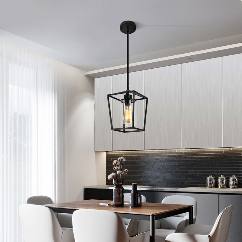 Lantern Cage Pendant Light in iron for Kitchen Island by AUVIELIGHT