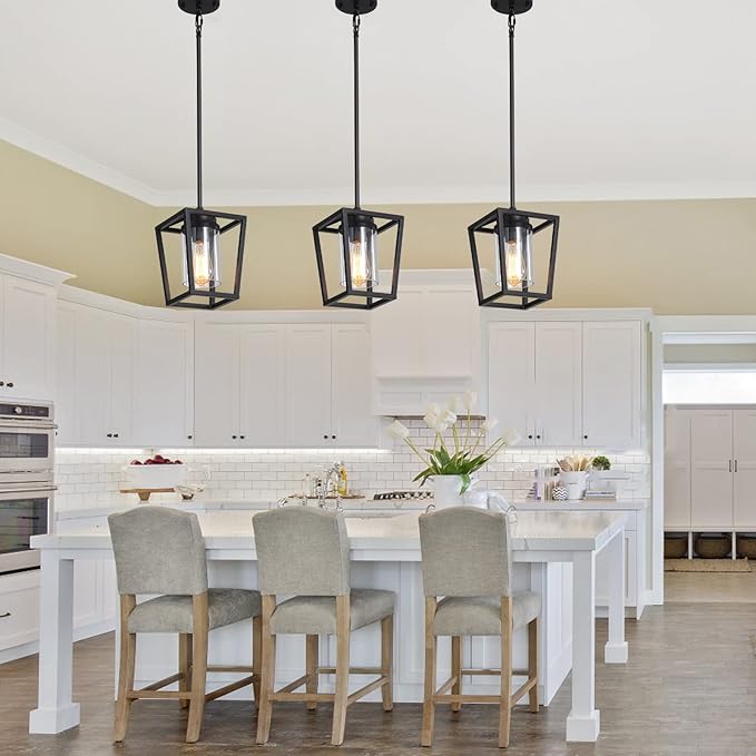 Lantern Cage Pendant Light in iron for Kitchen Island by AUVIELIGHT