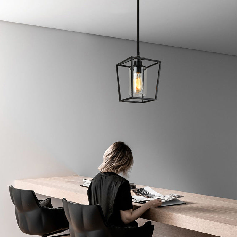 Lantern Cage Pendant Light in iron for Kitchen Island by AUVIELIGHT