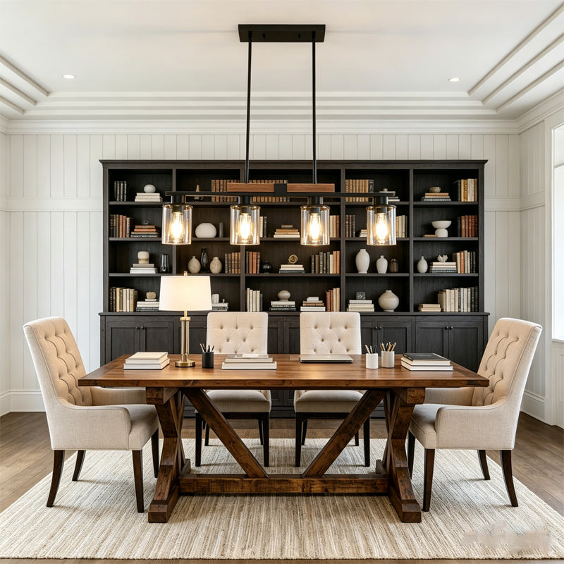 Linear Cylinder Chandelier in glass for Dining Room by AUVIELIGHT