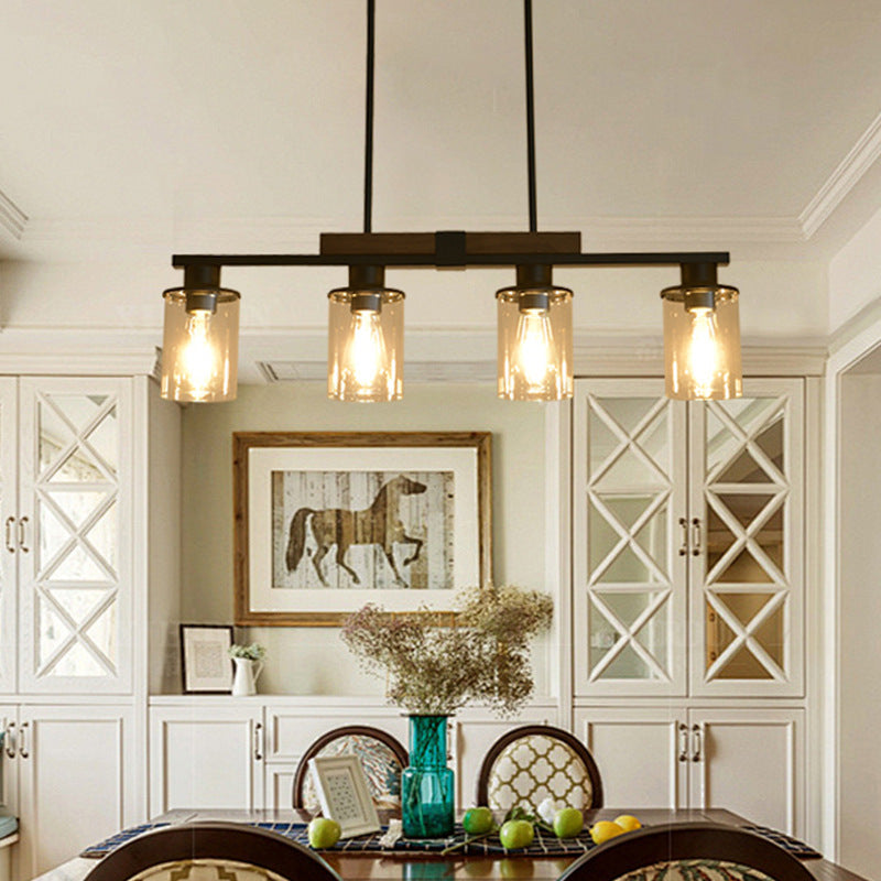 Linear Cylinder Chandelier in glass for Dining Room by AUVIELIGHT