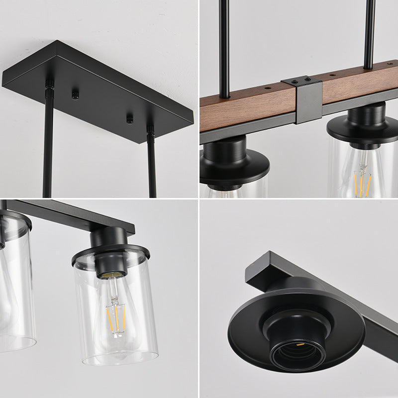 Linear Cylinder Chandelier in glass for Dining Room by AUVIELIGHT