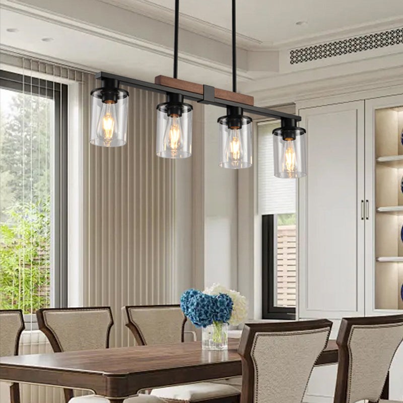 Linear Cylinder Chandelier in glass for Dining Room by AUVIELIGHT