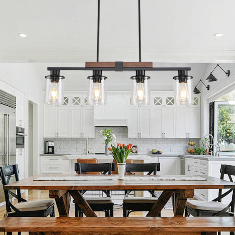 Linear Cylinder Chandelier in glass for Dining Room by AUVIELIGHT