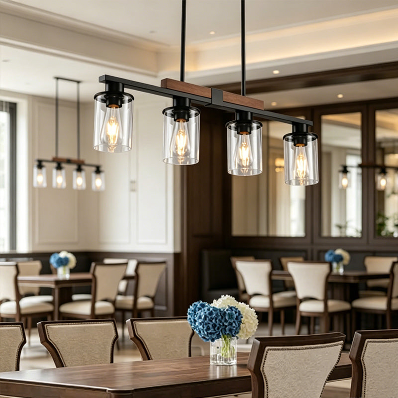 Linear Cylinder Chandelier in glass for Dining Room by AUVIELIGHT