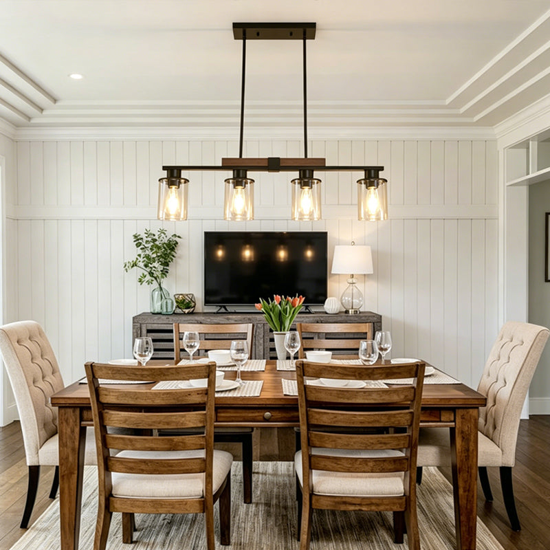 Linear Cylinder Chandelier in glass for Dining Room by AUVIELIGHT