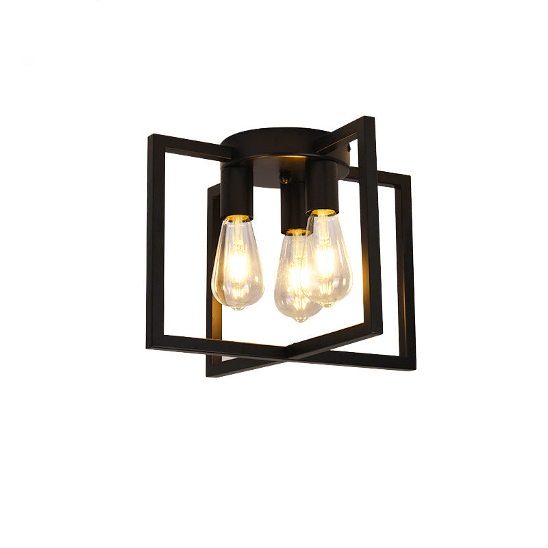 Nordic Cube Flush Mount for Low Ceilings by AUVIELIGHT, W 37 cm × D 16 cm × H 27 cm / W 14.56″ × D 6.29″ × H 10.62″ / Black