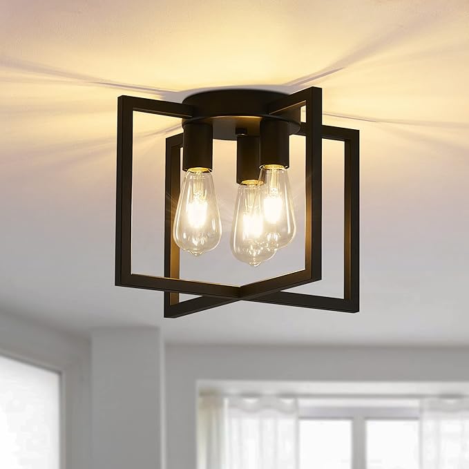 Nordic Cube Flush Mount for Low Ceilings by AUVIELIGHT