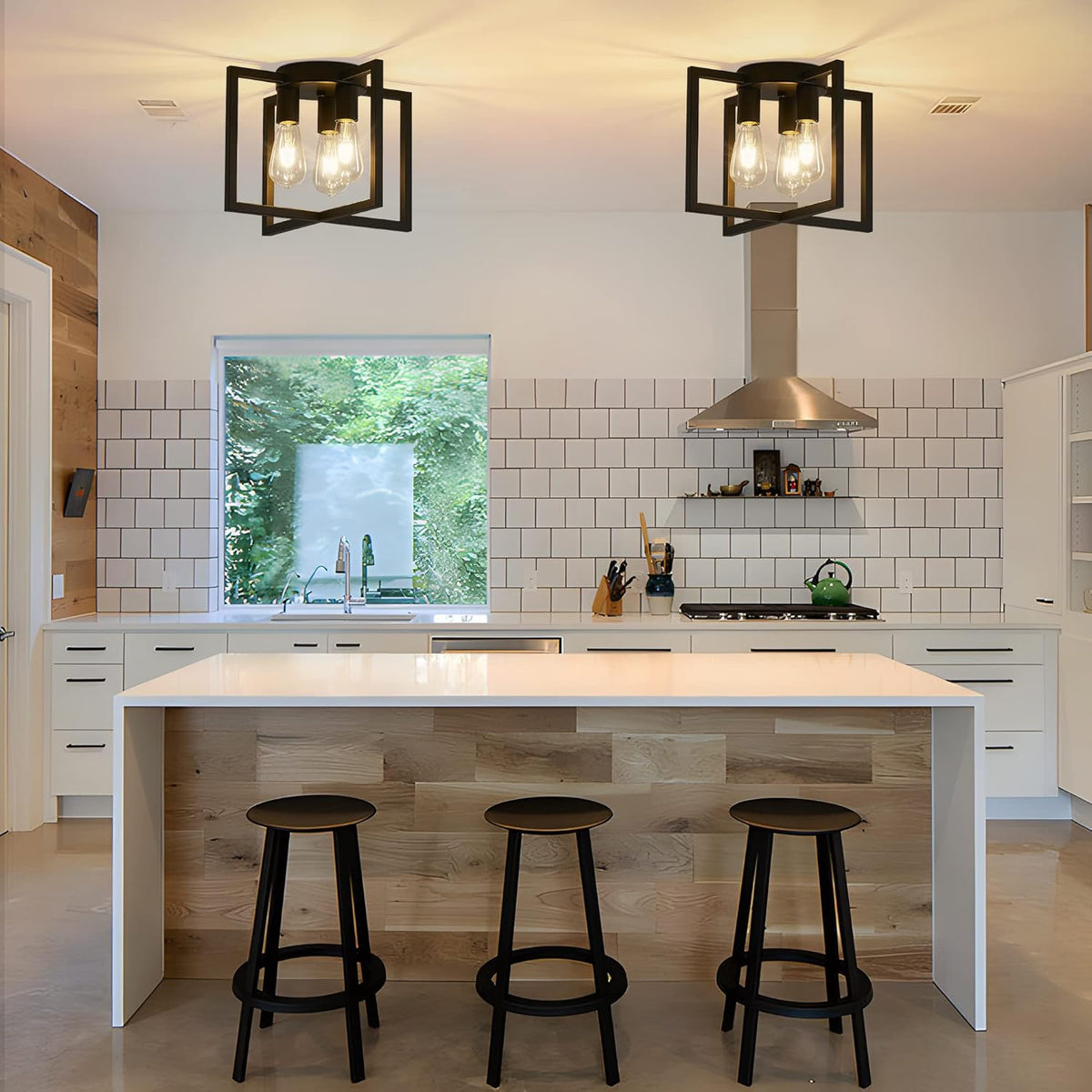 Nordic Cube Flush Mount for Low Ceilings by AUVIELIGHT